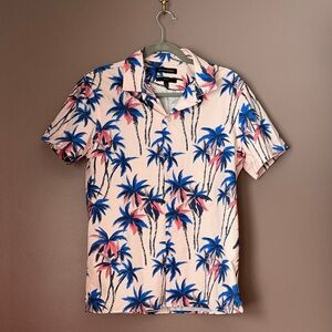 Banana Republic Blue and Pink Palm Print Shirt